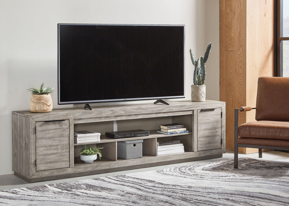 Naydell - Gray - Xl TV Stand W/Fireplace Option