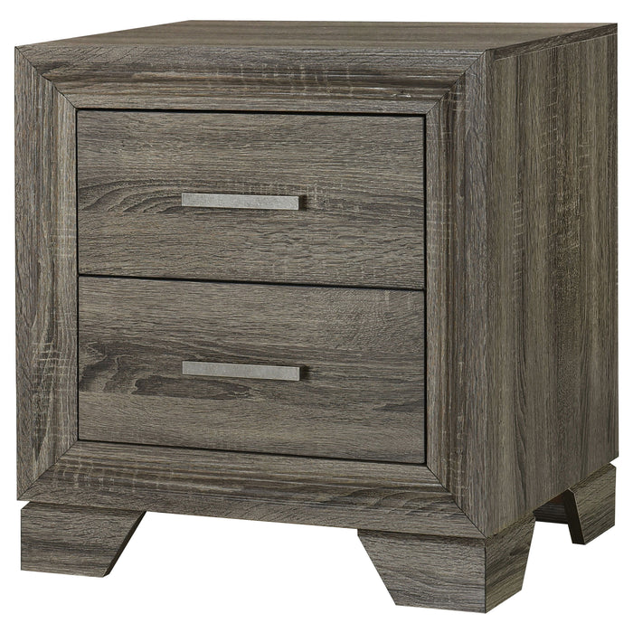 Wright - 2-Drawer Nightstand Bedside Table - Brown Oak