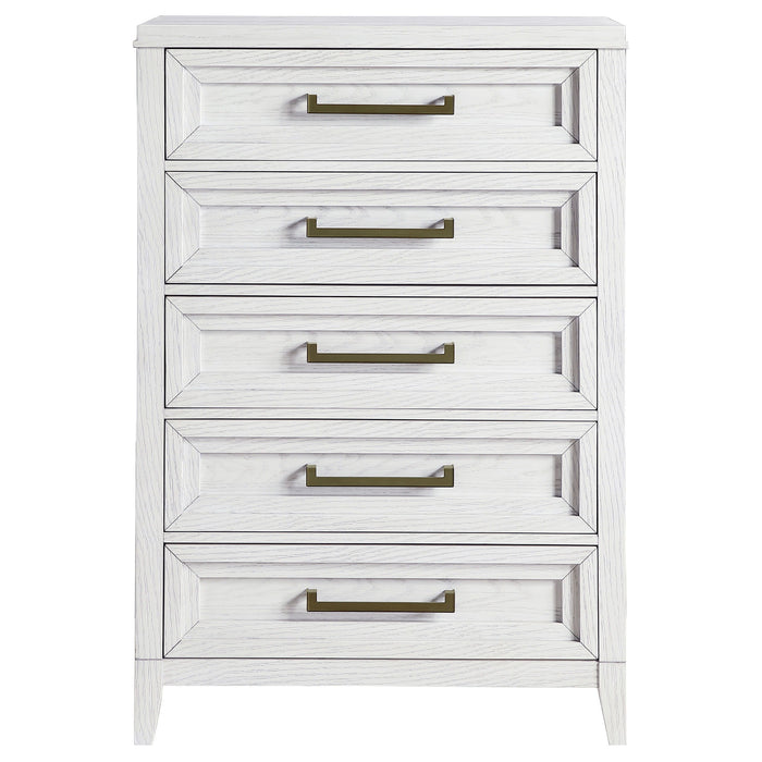 Marielle - 5 Drawer Bedroom Chest - Distressed White