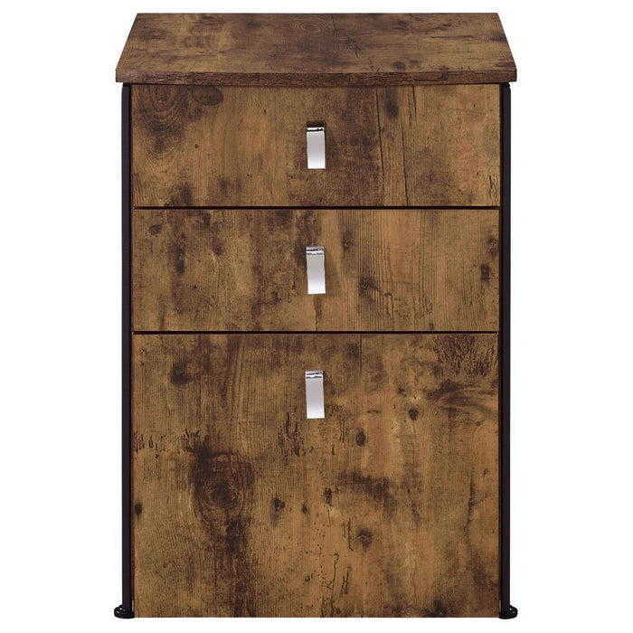 Estrella - 3-Drawer File Cabinet - Antique Nutmeg And Gunmetal