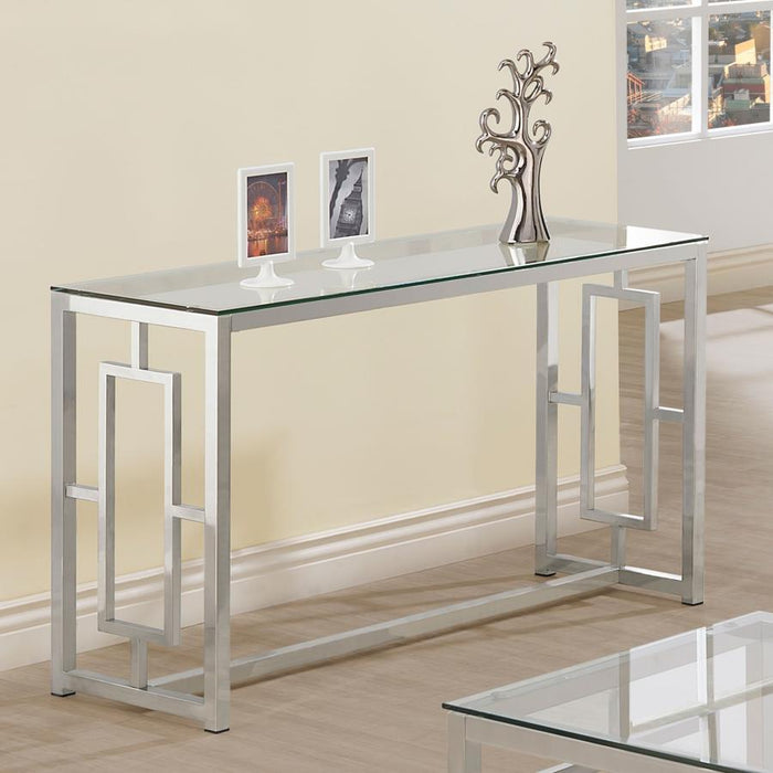 Merced - Rectangle Glass Top Sofa Table - Nickel