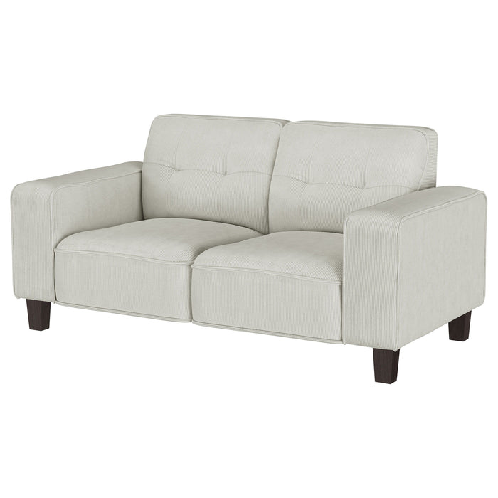 Deerhurst - Upholstered Track Arm Tufted Loveseat - Beige