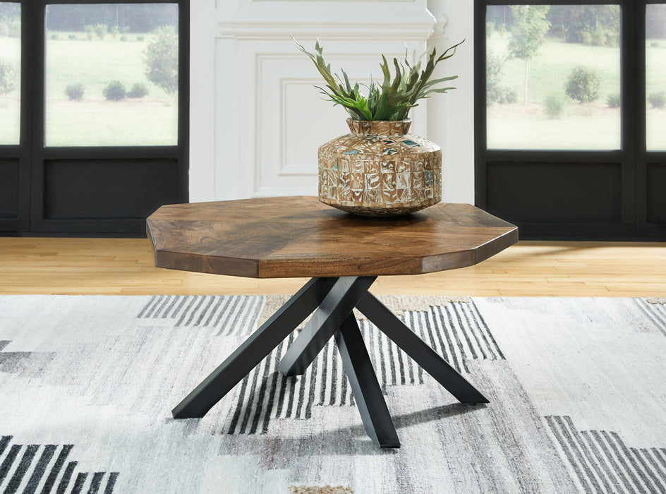 Haileeton - Brown / Black - Oval Cocktail Table