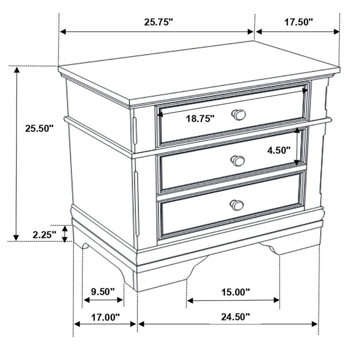 Manchester - 3-Drawer Nightstand - Wheat