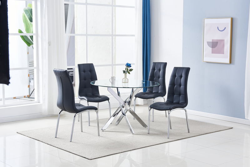 Brilliance - Round Table - Chrome Base With Glass Top