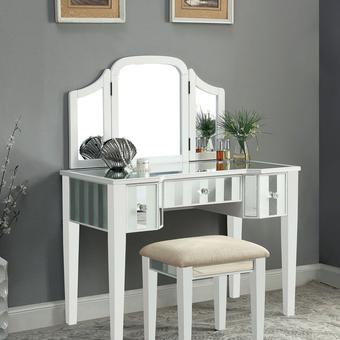 Cyndi - Vanity With Stool - White