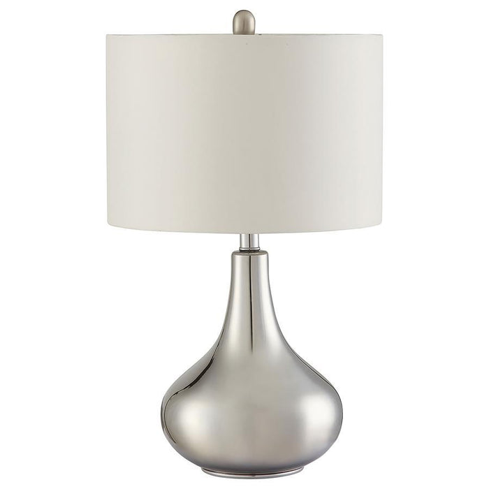 Junko - Drum Shade Table Lamp - Chrome And White