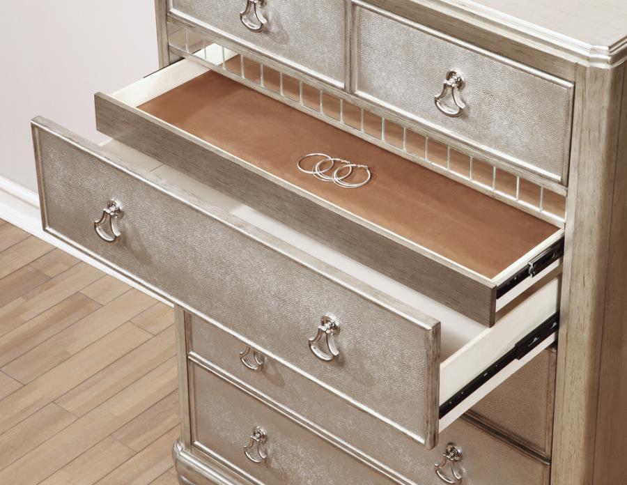 Bling Game - 6-Drawer Chest - Metallic Platinum