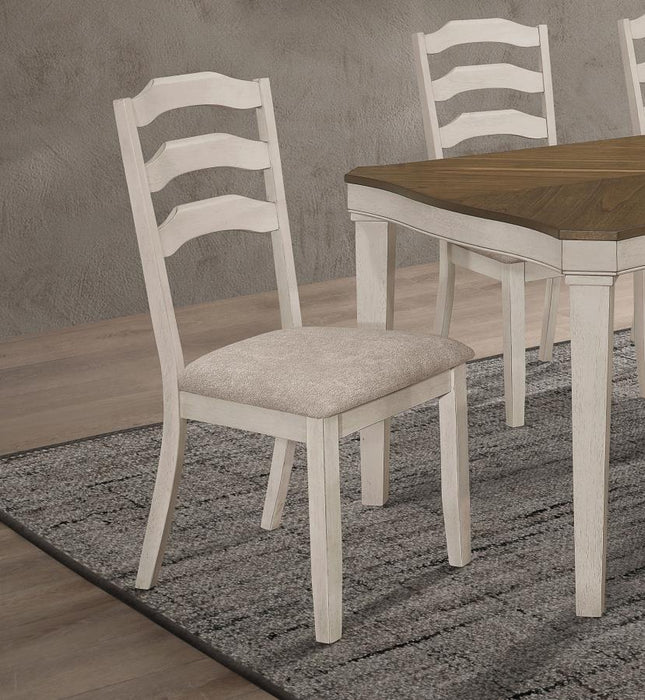 Ronnie - Ladder Back Padded Seat Dining Side Chair (Set of 2) - Khaki And Rustic Cream