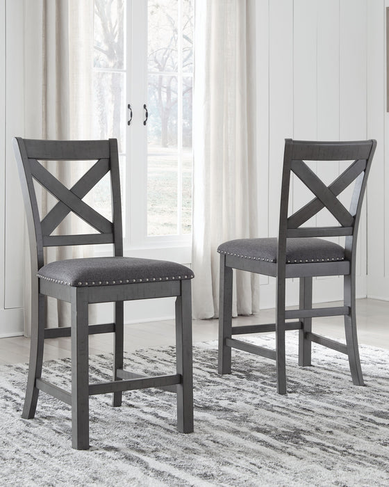 Myshanna - Gray - Upholstered Barstool (Set of 2)