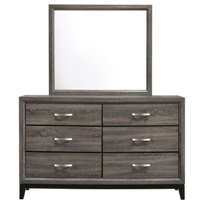 Watson - 6-Drawer Dresser With Mirror - Grey Oak And Black