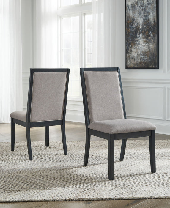 Foyland - Light Gray / Black - Dining Uph Side Chair (Set of 2)