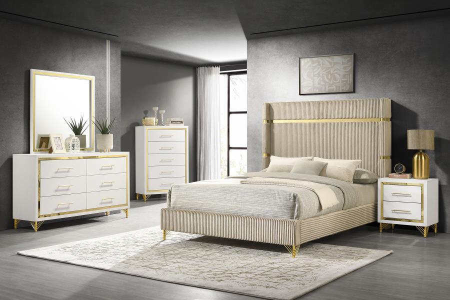 Lucia - Bedroom Set With Upholstered Wingback Panel Bed