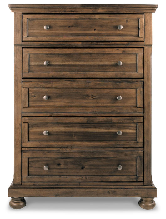 Flynnter - Medium Brown - Five Drawer Chest