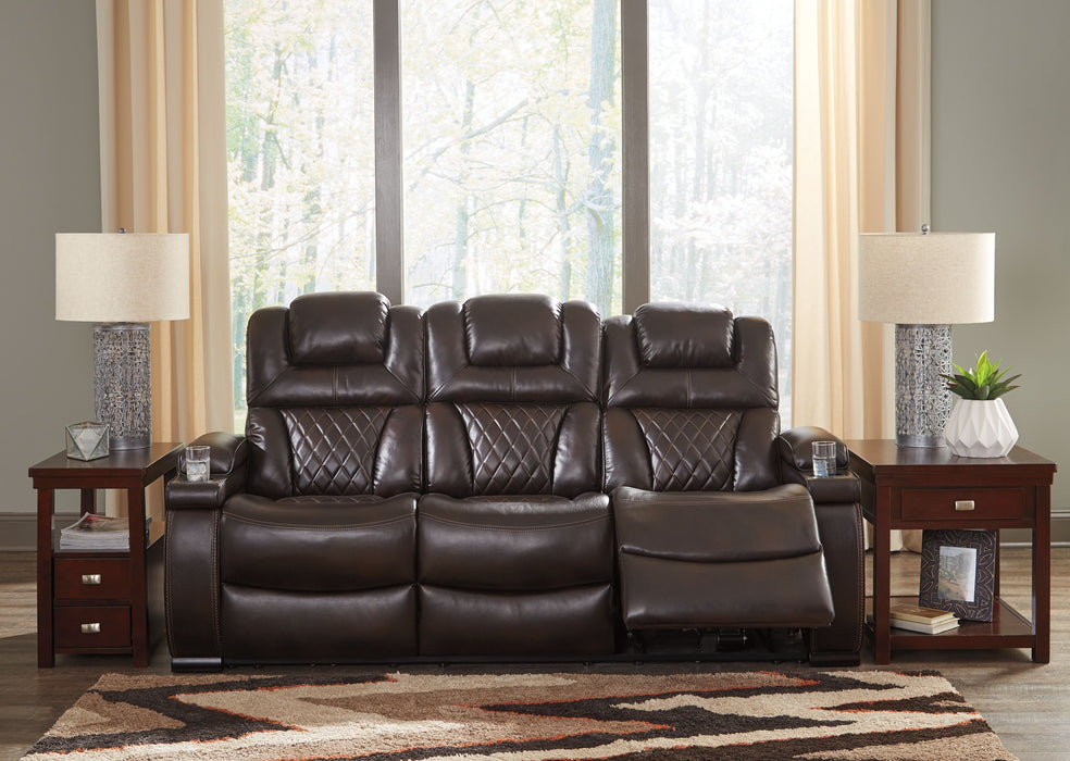 Warnerton - Brown Dark - Pwr Rec Sofa With Adj Headrest