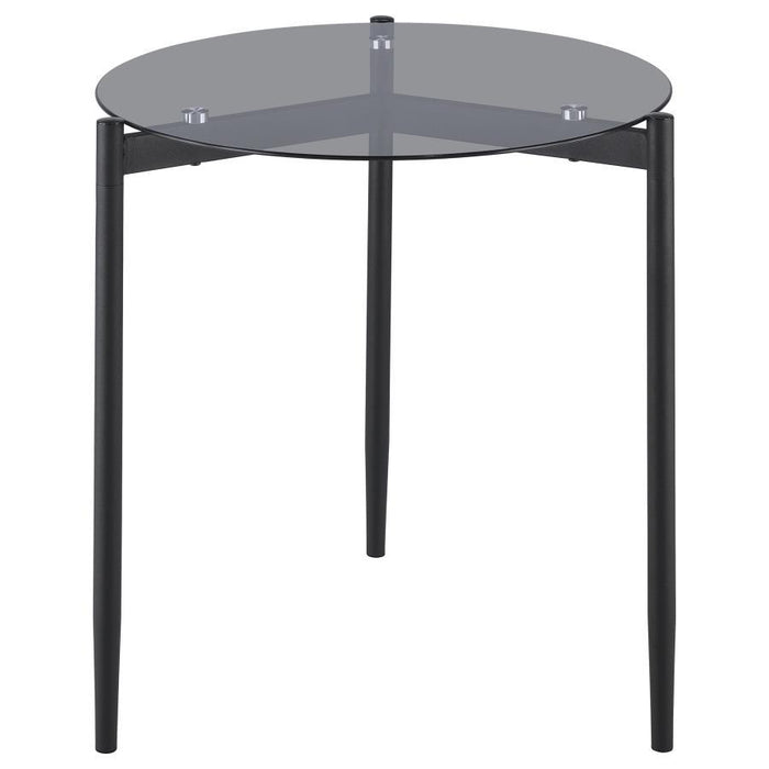 Rosalie - Round Smoked Glass Top End Table Sandy - Black