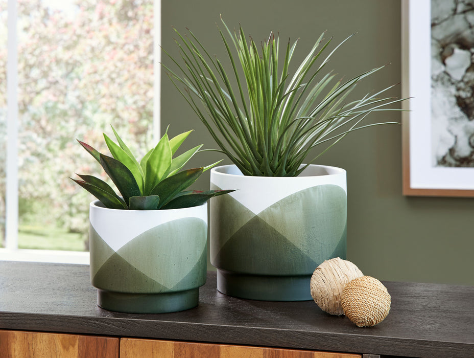 Ardenridge - Green / White - Planter Set (Set of 2)