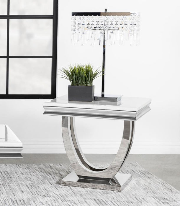 Kerwin - U-Base Square End Table - White And Chrome