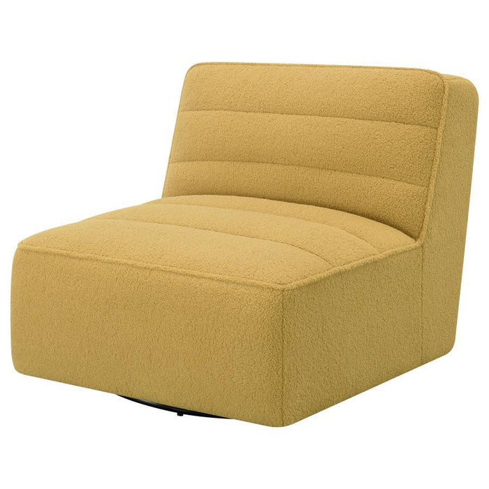 Cobie - Upholstered Swivel Armless Chair - Mustard