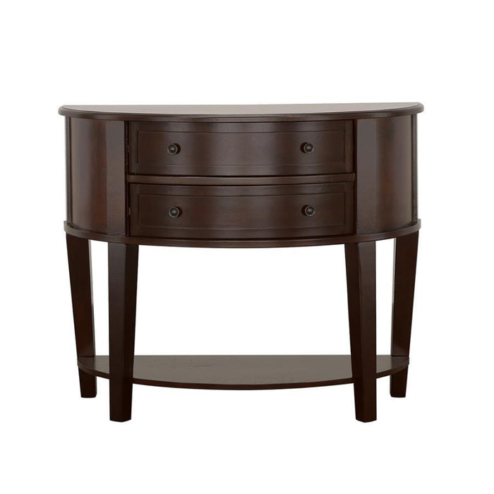 Diane - 2-Drawer Demilune Shape Console Table - Cappuccino