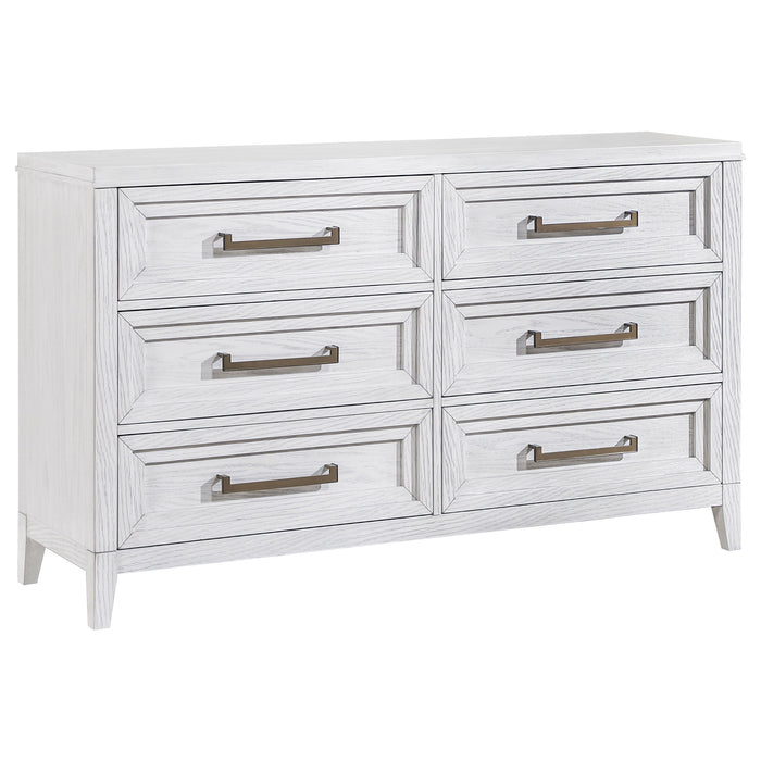 Marielle - 6 Drawer Bedroom Dresser - Distressed White