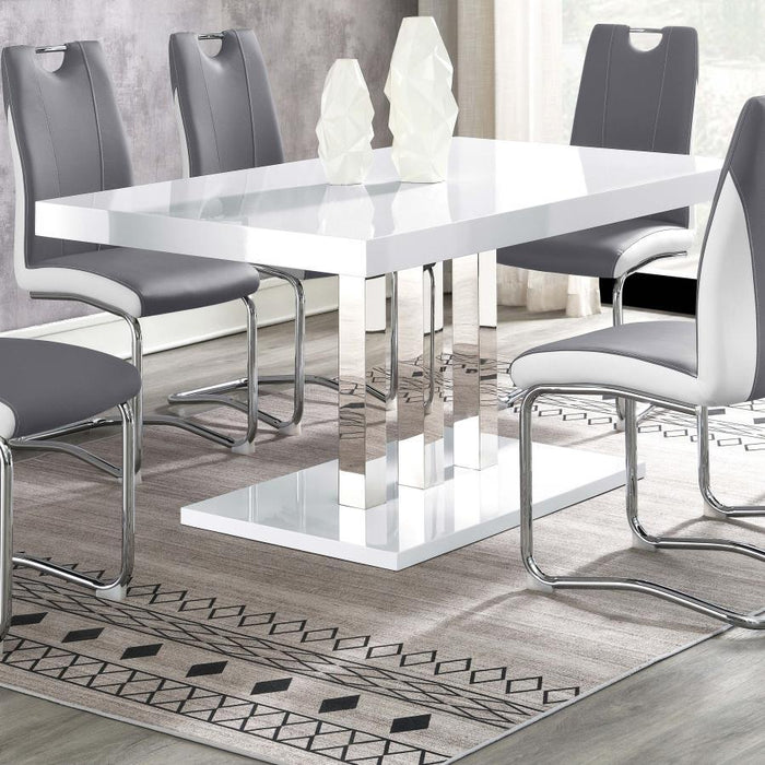 Brooklyn - Rectangular Dining Table - White High Gloss And Chrome