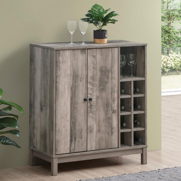 Cheyenne - 2-Door Wine Cabinet With Stemware Rack - Weathered Acacia