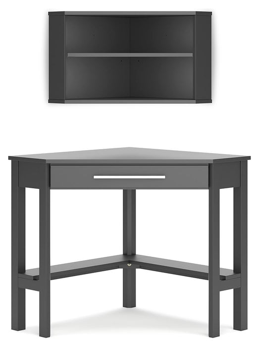 Otaska - Black - Corner Desk, Bookcase