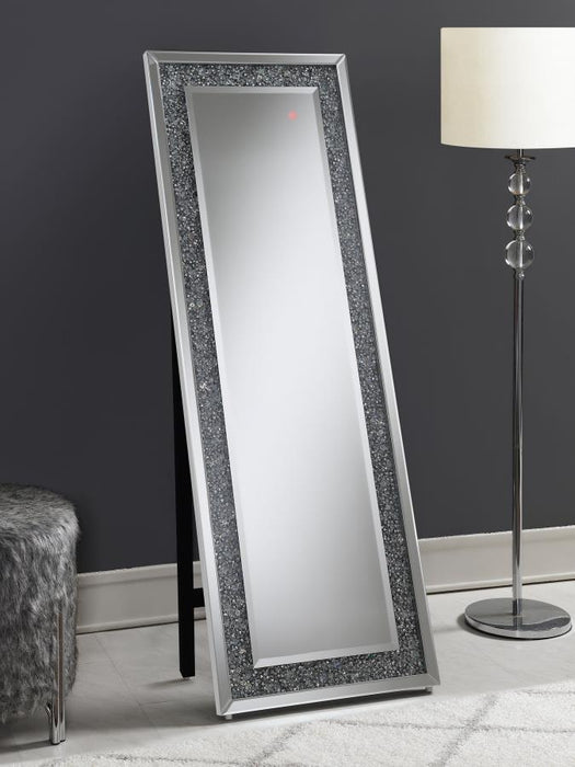 Carisi - Rectangular Standing Mirror With LED Lighting - Silver