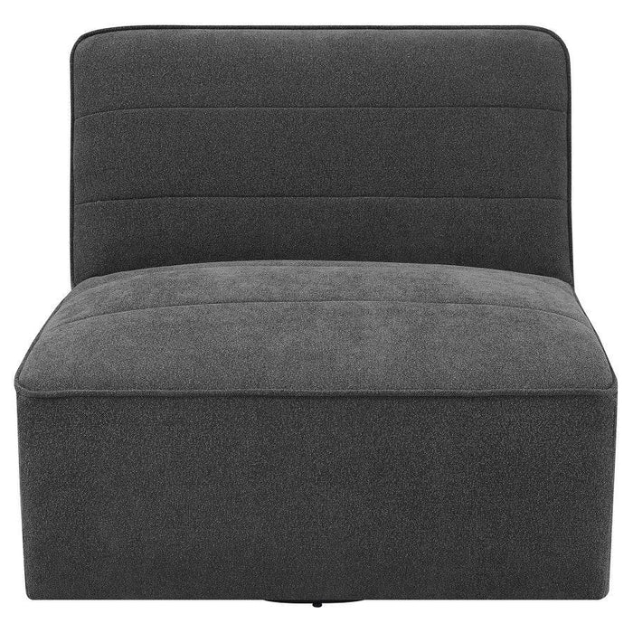 Cobie - Upholstered Armless Swivel Chair - Dark Charcoal