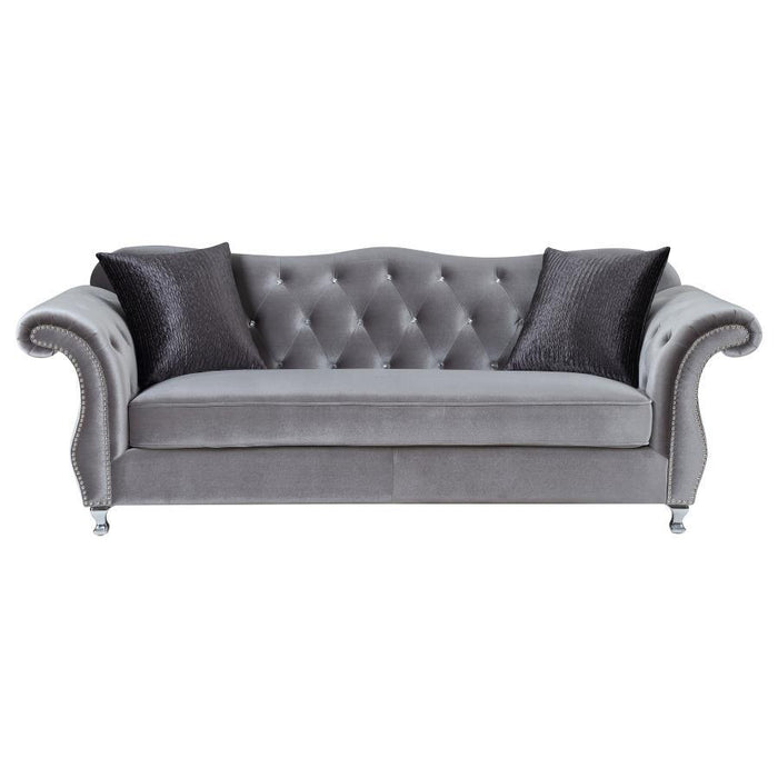 Frostine - Button Tufted Sofa - Silver