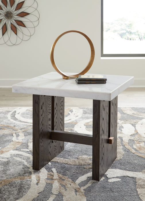 Burkhaus - White / Dark Brown - Rectangular End Table