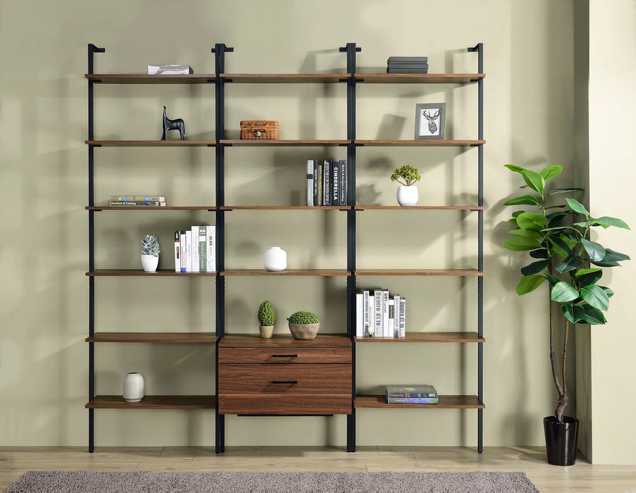 Owens - 3-Piece Wall Mounted Bookshelf Set - Walnut