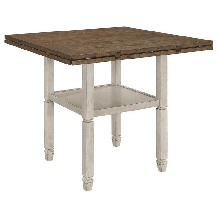 Sarasota - Counter Height Table With Shelf Storage - Nutmeg And Rustic Cream