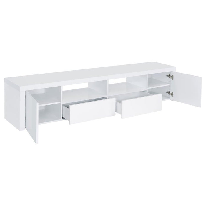 Jude - 2-Door 79" TV Stand With Drawers - White High Gloss