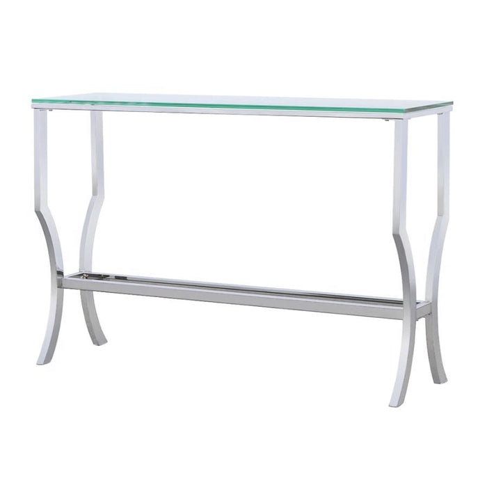 Saide - Rectangular Sofa Table With Mirrored Shelf - Chrome