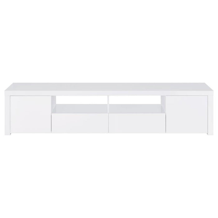 Jude - 2-Door 79" TV Stand With Drawers - White High Gloss