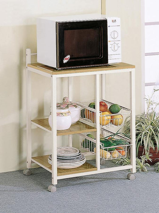 Kelvin - 2-Shelf Kitchen Cart - Natural Brown And White