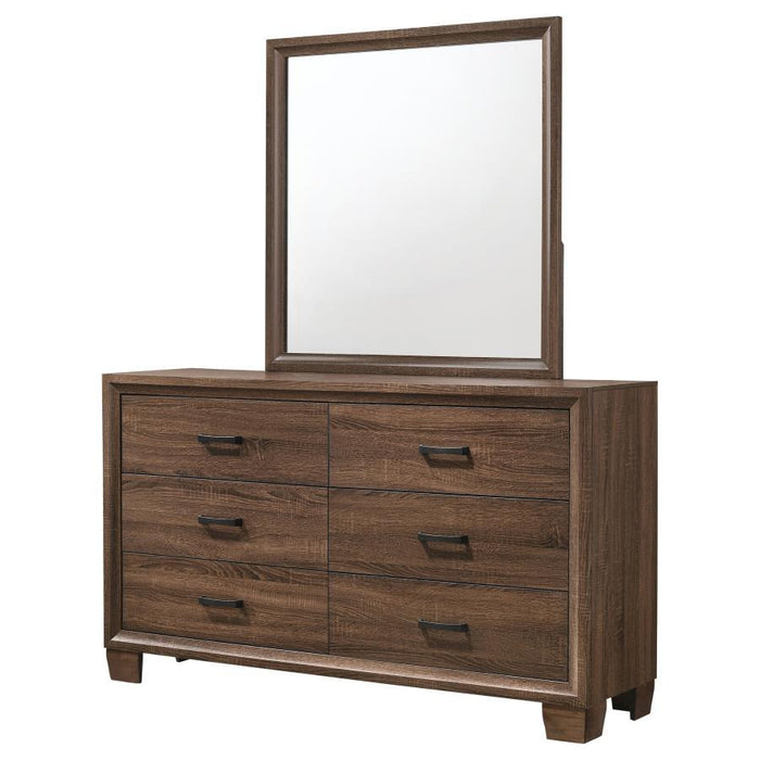 Brandon - 6-Drawer Dresser With Mirror - Medium Warm Brown