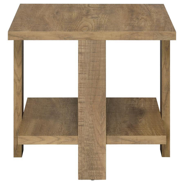 Dawn - Square Engineered Wood End Table With Shelf - Mango