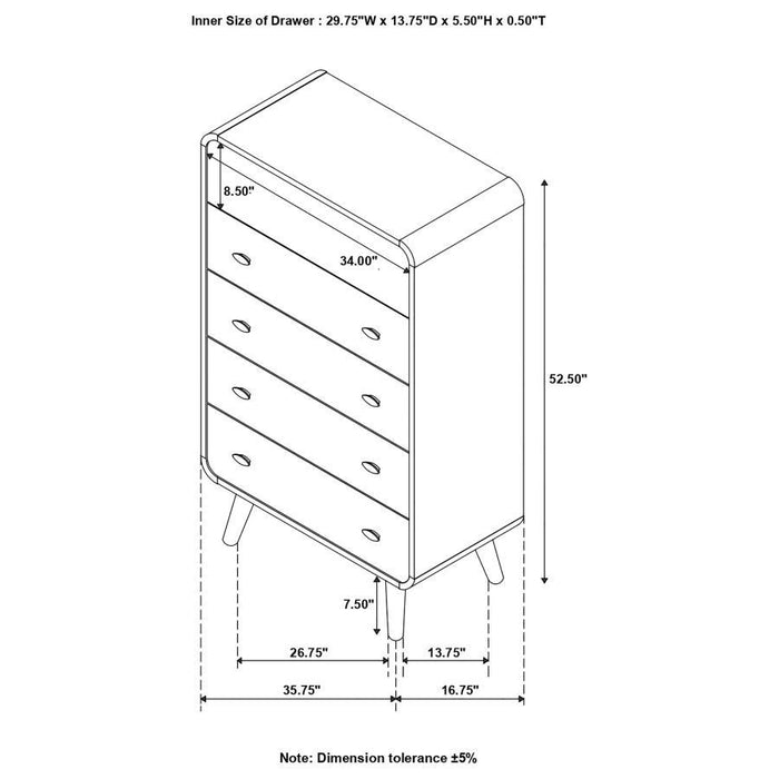 Robyn - 5-Drawer Chest - Dark Walnut