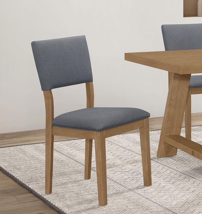 Sharon - Open Back Padded Upholstered Dining Side Chair (Set of 2) - Blue And Brown