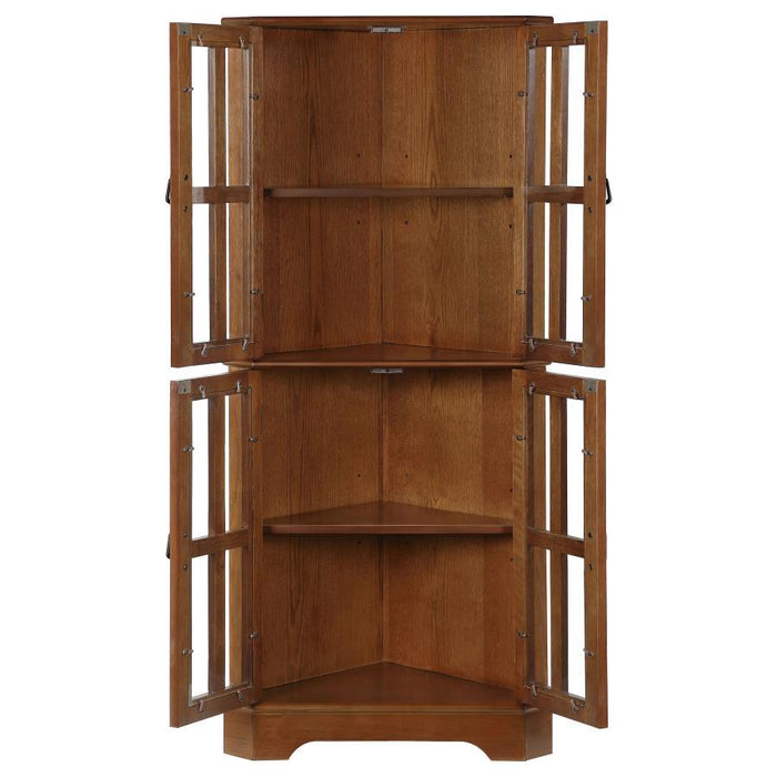 Coreosis - 4-Shelf Corner Curio Cabinet - Golden Brown