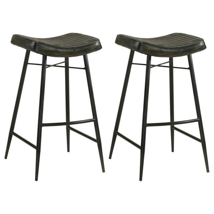 Bayu - Leather Upholstered Saddle Seat Backless Bar Stool (Set of 2)