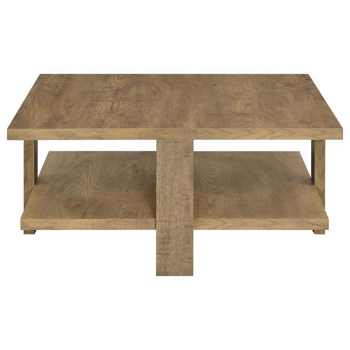 Dawn - Square Engineered Wood Coffee Table With Shelf - Mango