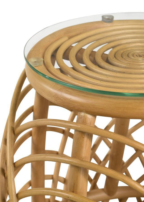 Dahlia - Round Woven Rattan End Table - Natural