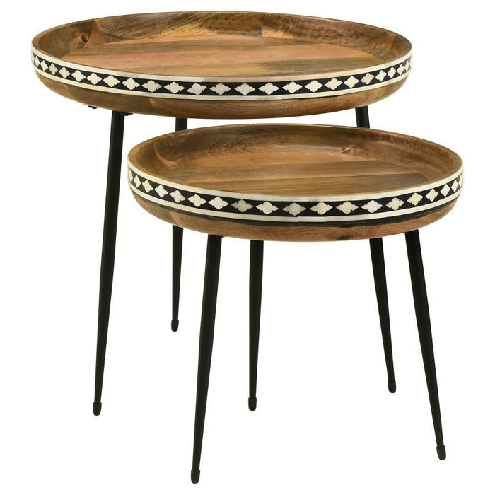 Ollie - 2 Piece Round Nesting Table - Natural And Black