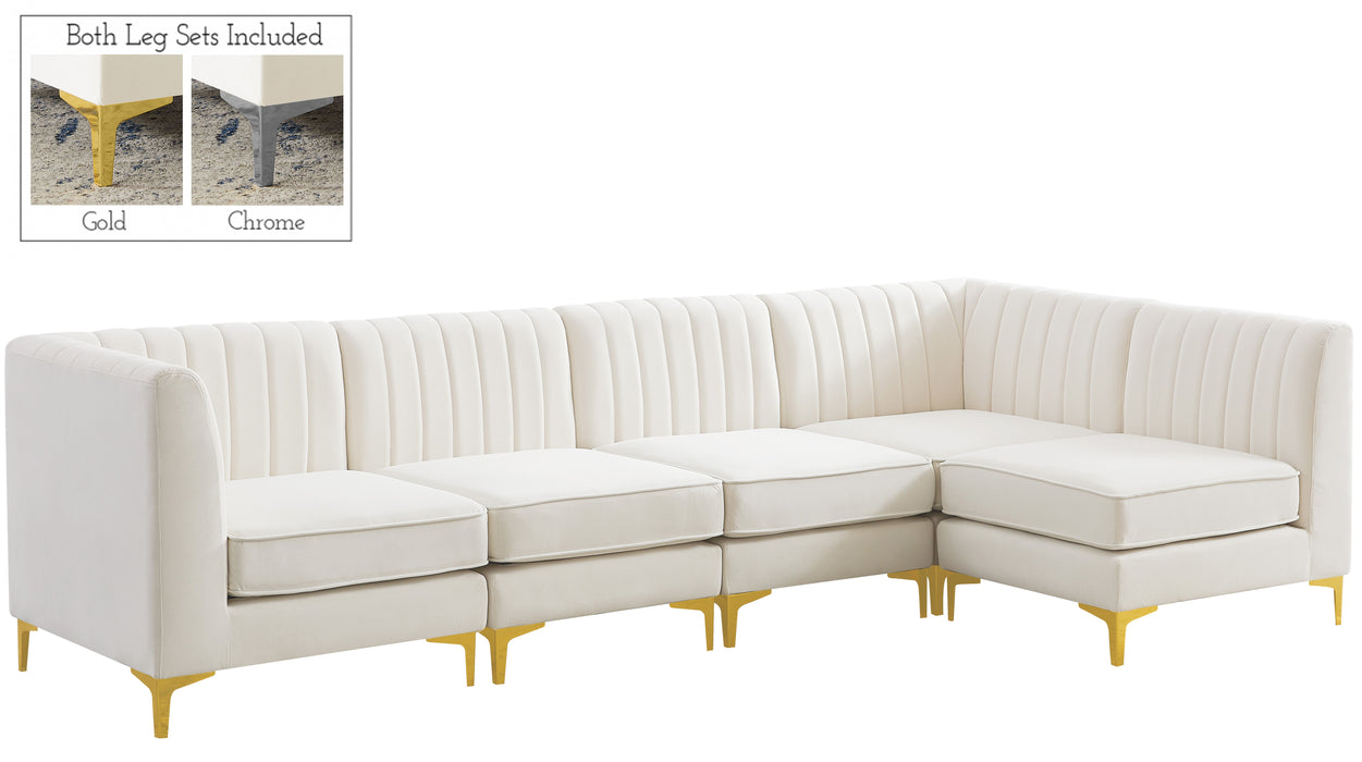 Alina - Modular Sectional 5 Piece - Cream - Fabric