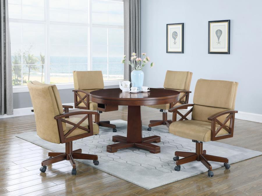 Marietta - 5 Piece Game Table Set - Tobacco And Tan