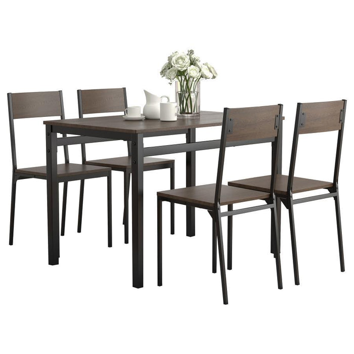 Lana - 5 Piece Dining Set - Ark Brown And Matte Black